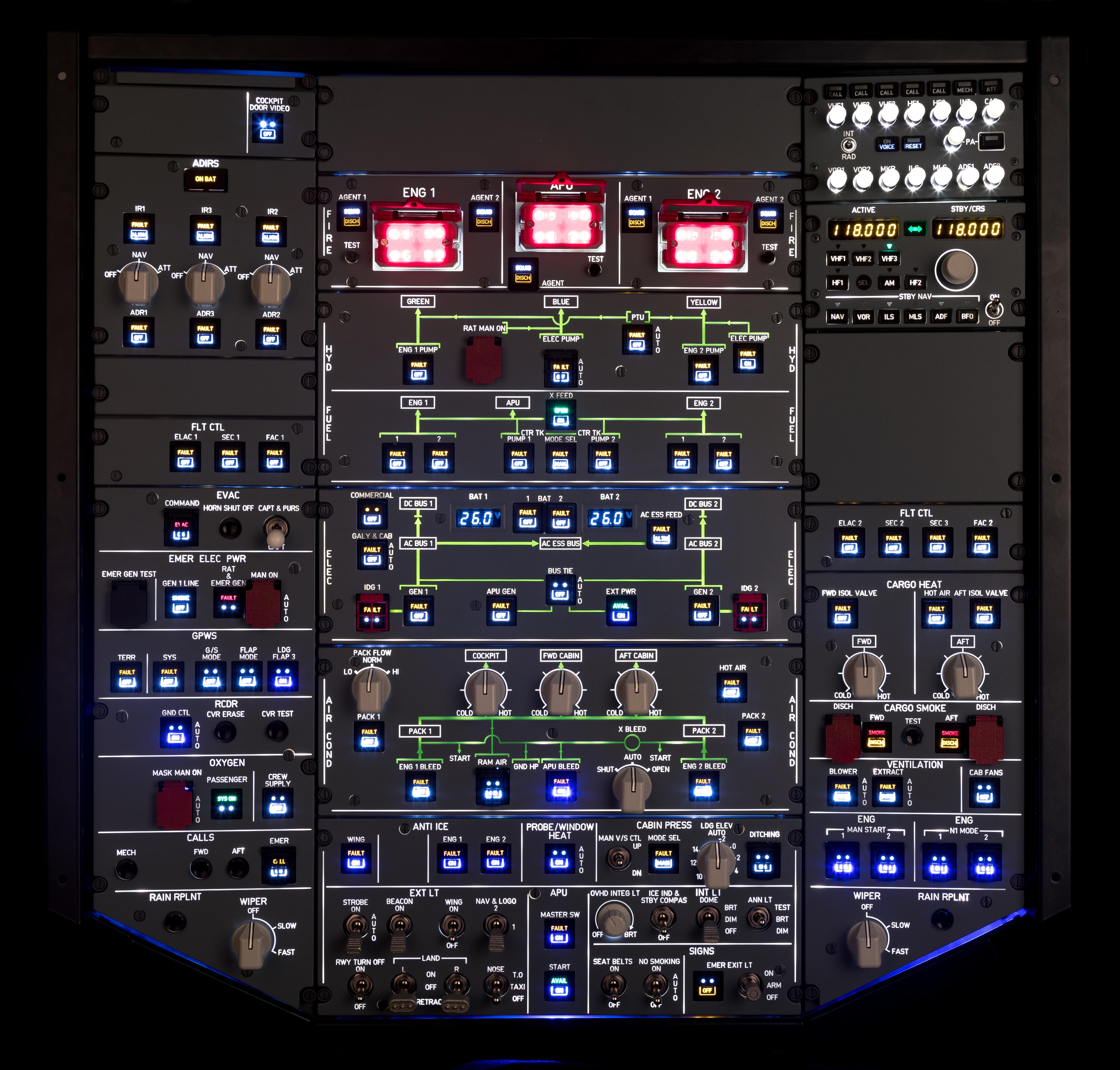 FSC A320 overhead FWD backlit